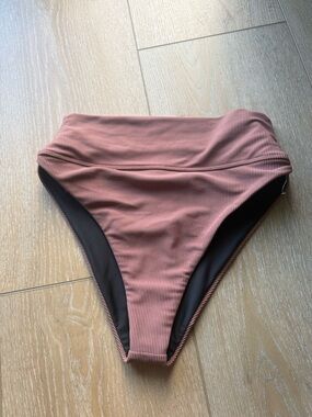 Beach Riot Ribbed High-Waist Bikini Bottom in Dusty Rose